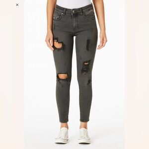 🌸🌟 Diesel Women’s Gray Distressed Button-Fly Skinny Jeans Size 30 Fits 27-28